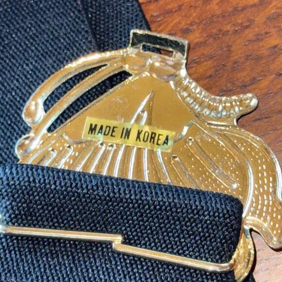 Vintage Navy Blue Enameled Butterfly Stretch Statement Belt Medium - Picture 6 of 8